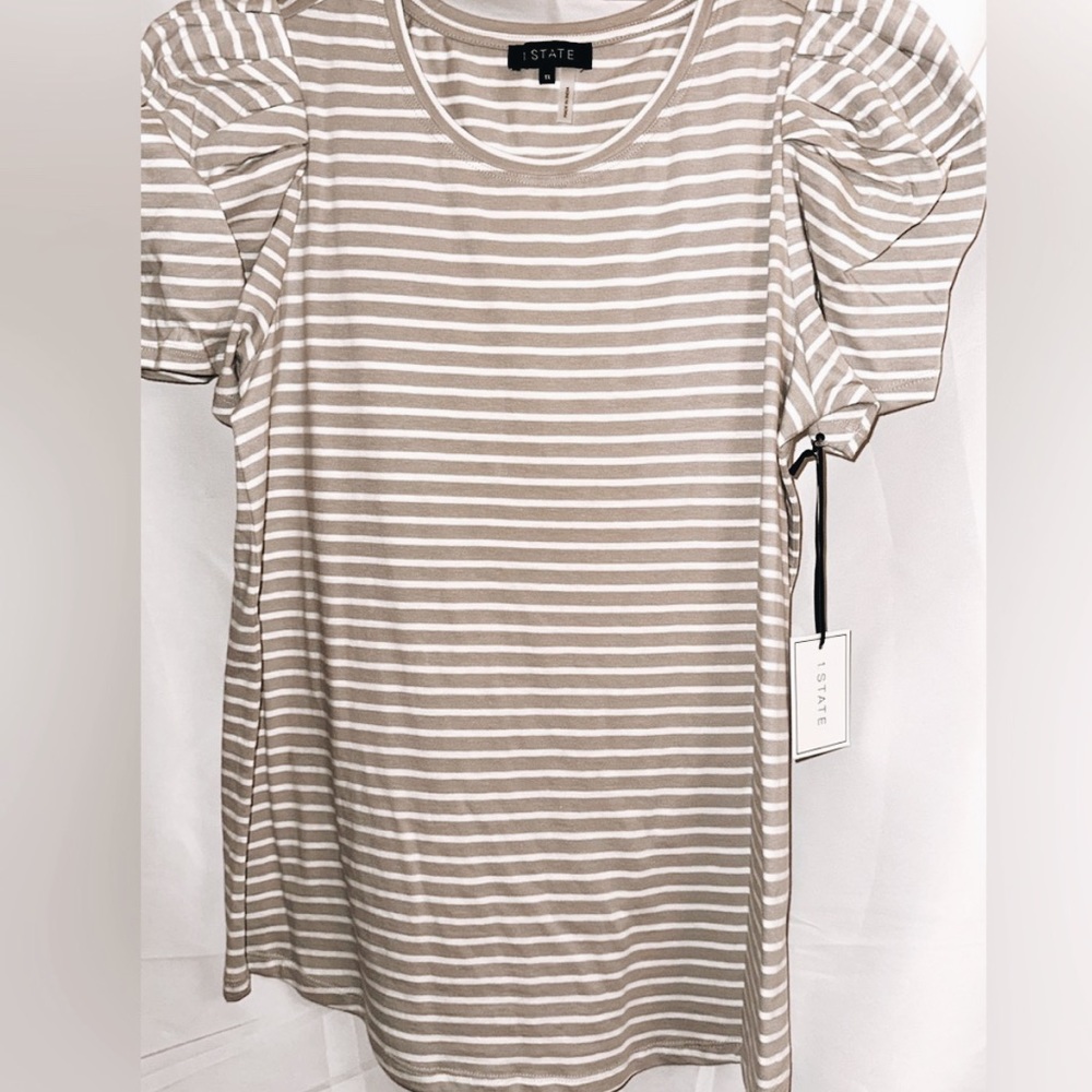 1.state women sweater gray/white stripes size 1x